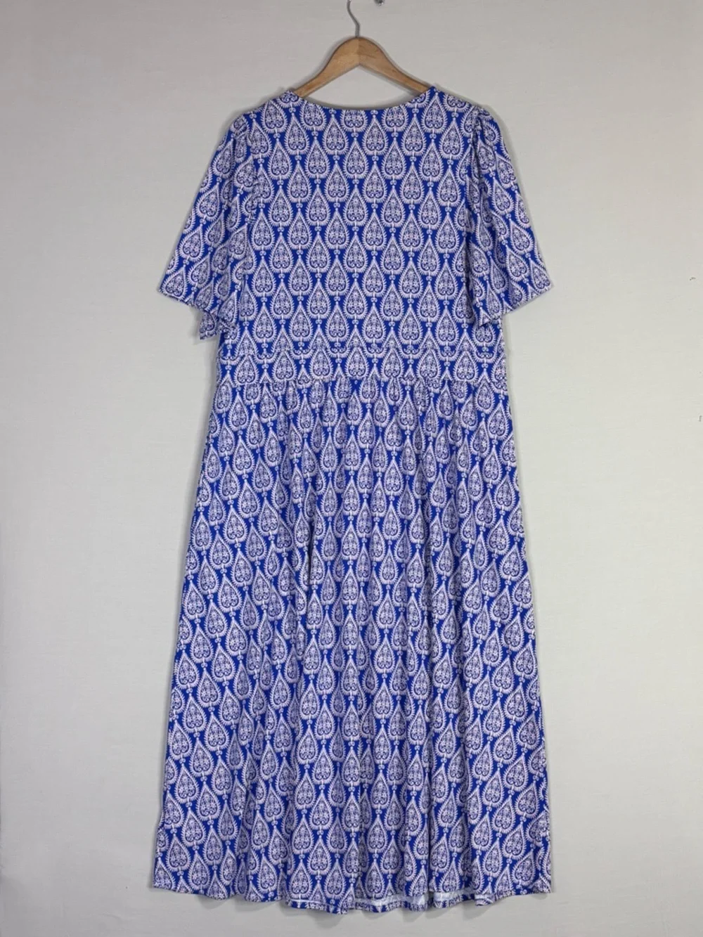 Boden Blue White Print Midi Dress US 16-18 Pockets Short Sleeve NWT - Picture 4 of 9